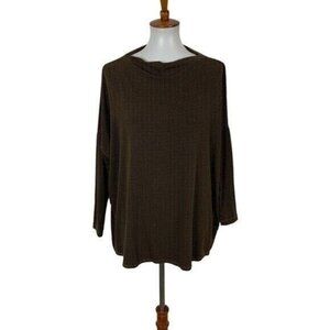 Bryn Walker Houndstooth Oversized Knit‎ Tunic Top Brown XXS